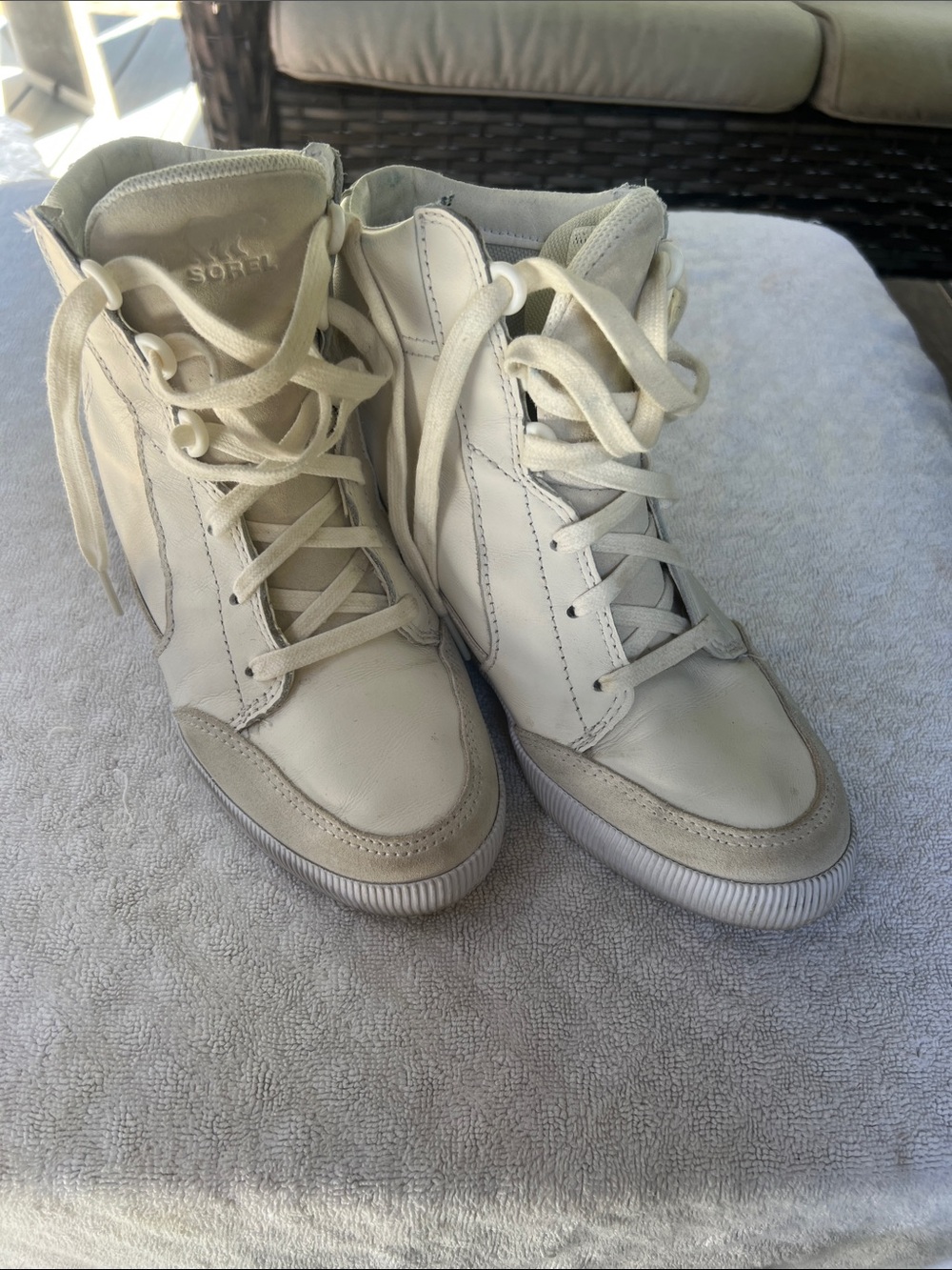 Sorel Women's Cream Lace-Up Wedge Sneakers